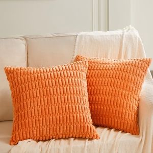 Set of 2 Orange Throw Pillow Covers 18"x18"